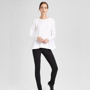 THEORY White Longsleeve Swing Pullover Top Italian Cotton